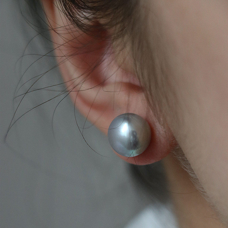 Grey Mantou natural pearl sterling silver simple temperament Korean earrings women 2022 new_voghion.com