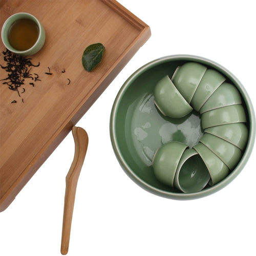 Большой чайная мытья чая Longquan Celadon Ceramic Kung Fu Tea Ceremony Tea Set, шесть джентльменских запасных частей, промывка на водяных прокладках, мыть