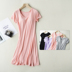 Với ngực pad nightdress nữ mùa hè Hàn Quốc phiên bản của ngắn tay áo ngực miễn phí phần mỏng lỏng phương thức đồ ngủ nhà ăn mặc nữ Đêm đầm