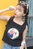 Mùa hè Hàn Quốc phiên bản của Harajuku phong cách đơn giản mô hình phim hoạt hình in không tay vuông cổ áo đáy hoang dã T-Shirt vest tops phụ nữ áo phông cao cấp Áo phông
