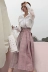 Mùa hè của phụ nữ Hàn Quốc phiên bản của tính khí sang trọng hoang dã vi lỏng lẻo lỏng áo + kiểm tra cao eo váy ren phù hợp với