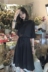 Hồng Kông hương vị retro chic hoang dã Hàn Quốc phiên bản của màu rắn eo dài váy khí xiên dây đeo vai dài ăn mặc triều váy xòe xếp ly eo	 Váy eo cao