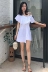 Mùa hè mới của Hàn Quốc phiên bản của chic gió không thường xuyên xù xiên dây đeo cổ áo váy Một từ váy váy ngắn nữ mặc A-Line Váy