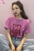 Mùa hè 2018 mới tính khí hoang dã thời trang Sao thư màu hồng in lỏng ngắn tay cổ tròn T-Shirt áo sơ mi nữ áo phông ngắn tay Áo phông