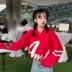 Mùa xuân của phụ nữ 2018 mới Hàn Quốc thư in trùm đầu áo len trùm đầu bụng sương rốn sinh viên áo khoác thủy triều áo jacket nữ Áo len