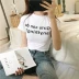 Mùa hè ăn mặc của phụ nữ Hàn Quốc phiên bản của chic Slim mỏng letters in retro đoạn ngắn cao eo tiếp xúc với rốn T-Shirt ngắn tay áo sơ mi áo phông rộng Áo phông
