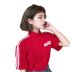 Mùa xuân mới ba thanh thể thao giản dị hoang dã in thư màu đỏ nhỏ cao cổ áo ngắn tay T-Shirt áo sơ mi nữ triều Mùa xuân