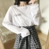 2018 mùa xuân mới Hàn Quốc thư in dài vi- minh bạch t- shirt + băng bất thường plaid váy bộ đồ bộ nữ đẹp Bộ đồ