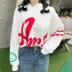Mùa xuân của phụ nữ 2018 mới Hàn Quốc thư in trùm đầu áo len trùm đầu bụng sương rốn sinh viên áo khoác thủy triều