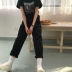 Mùa xuân của phụ nữ Hàn Quốc phiên bản của lỏng mỏng hoang dã thẳng quần jeans cao eo đơn giản quần chân rộng quần sinh viên nữ thời trang công sở nữ Quần jean