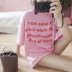 Mùa hè Hàn Quốc phiên bản của các trường đại học gió đơn giản in thư vòng cổ áo thun ngắn tay T-Shirt hồng cơ sở áo sơ mi sinh viên nữ áo phông ngắn tay Áo phông