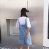 2018 mùa xuân mới hoang dã dễ thương bib cao eo sinh viên Hàn Quốc thường jumpsuit quần short denim triều nữ quần jean rách nữ Quần jean