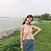 Mùa hè ăn mặc của phụ nữ Hàn Quốc phiên bản của nhỏ tươi Mỏng hoang dã mỏng ngắn voan hoa sling bên ngoài mặc vest + khăn choàng Áo ba lỗ