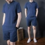 2018 mùa hè mới Trung Quốc phong cách bông và vải lanh thiết mỏng người đàn ông ngắn tay t- shirt xu hướng thường lanh hai mảnh đồ bộ thể thao