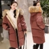 Xuống áo của phụ nữ phần dài Hàn Quốc phiên bản của mùa đông mới dày lỏng cổ áo lông bông trùm đầu bánh mì quần áo bông áo khoác thủy triều Bông