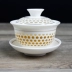 Trà trắng rỗng tinh khiết bộ xương ngọc khay trà trà gốm tròn đôi khay trà Kung Fu bộ trà khay - Trà sứ bình trà thủy tinh chịu nhiệt Trà sứ