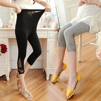 Quần bà bầu mùa hè 2019 quần legging cho bà bầu mỏng Quần Modalto mùa hè ren bà bầu cắt quần - Phụ nữ mang thai quần / quần bụng quần bầu legging