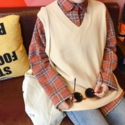 Áo len gió trường đại học áo len nữ phiên bản Hàn Quốc của áo len không tay bf sinh viên 2018 áo len cổ lọ mùa thu đông 2018