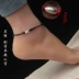 嫣然 艺 坊 990 chuyển bạc đầy đủ hạt vòng chân dây đỏ nam và nữ mẫu đôi chữ đỏ dây quà tặng năm nay vòng chân Vòng chân