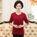 Áo sơ mi nữ dài tay mới thu đông 2018 phiên bản Hàn Quốc áo thun cotton rộng rãi cho mẹ trung niên đầm đáy rộng