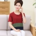 Áo dài mùa hè cho mẹ trung niên áo thun nữ tay ngắn cotton béo mẹ dì áo sơ mi cotton nhỏ tay nửa - Áo phông áo phông cao cấp Áo phông