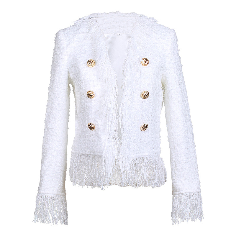 For autumn and winter, a stylish chanel-style short coat for women, a tweed tassel long-sleeved, slimming and form-fitting woolen small suit, a new Korean style Item Picture