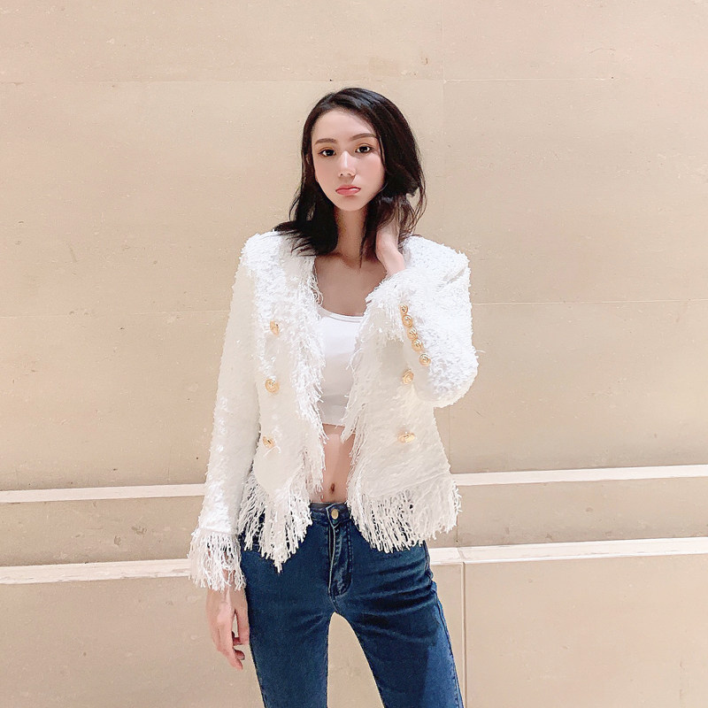 For autumn and winter, a stylish chanel-style short coat for women, a tweed tassel long-sleeved, slimming and form-fitting woolen small suit, a new Korean style Application Scenario
