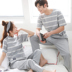 Phim hoạt hình mùa hè cotton couple đồ ngủ nam của Hàn Quốc quần ngắn tay cotton phần mỏng mùa xuân và mùa hè phục vụ nhà phù hợp với phụ nữ đồ bộ ống rộng Cặp đôi