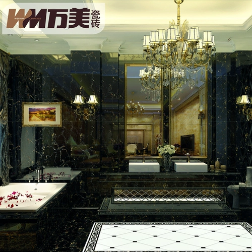 Wanmei Tile Living Room, полная остекления, черный золотой цветок черная доска черная золотая доска черная волна 800x800