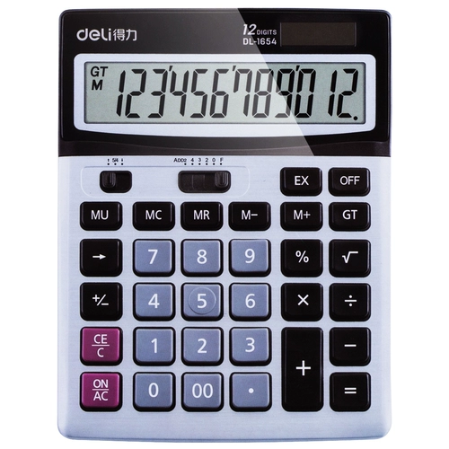 Deli 1654 Calculator Dual Power Supply Computer Solar Financial Office Большая кнопка многофункциональная бесплатная доставка