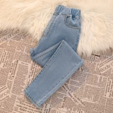 Приталенные осенние штаны, леггинсы, джинсы, большой размер, высокая талия, 2023, подходит для полных девушек, эластичная талия
