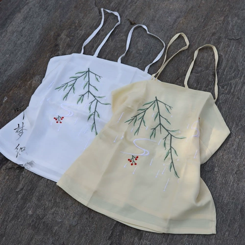 Ханьфу, топ с чашечками, топ без лямок, с вышивкой, китайский стиль