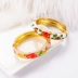 Vòng đeo tay Bắc Kinh Cloisonne Vòng tay hoa mẫu đơn lớn đích thực vòng tay nữ vàng 18k Vòng đeo tay Cuff