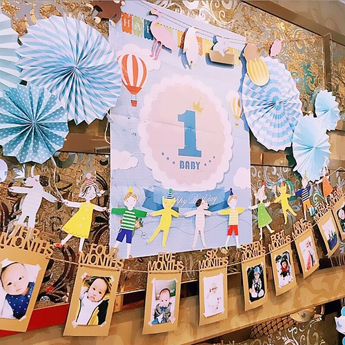 День рождения вечеринка по случаю дня рождения lahua triangle flag baby 100 -дневная банкетная аранжировка мультипликационного флага детского года -отдельно украшение La flag flag flag