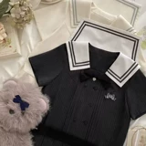 Летняя ретро милая студенческая юбка в складку, платье, короткий рукав