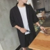 Fang Shao của nam giới Hàn Quốc phiên bản của mùa xuân và mùa hè nam dài phần mỏng áo gió lỏng bảy điểm tay áo màu đen rơi vai áo khoác thủy triều