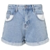 Cửa hàng ba màu giảm giá 2019 hè mới eo cao biến quần thẳng cotton đơn giản Một chiếc quần short denim nữ từ - Quần jean