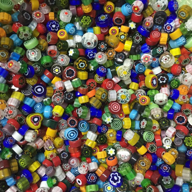 28g Mixed Stained Glass Millefiori Beads Slices for DIY Mosaic Sheet Tiles