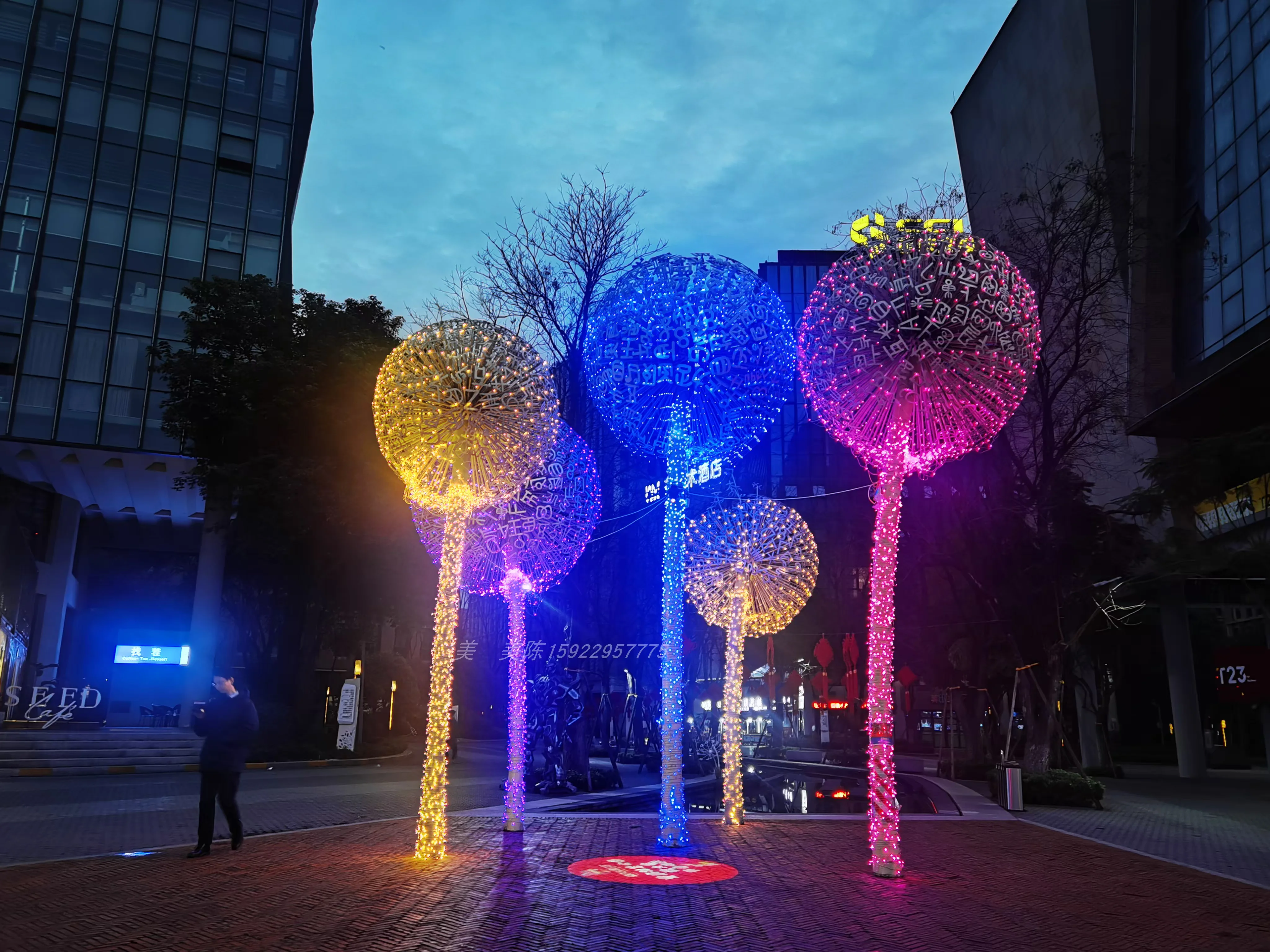 LED наземное подключение симуляционное цветок морская тростниковая лампа квадрат plug-in роза инженерное уличное фестивальное декоративное освещение для газона