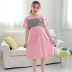 Mùa hè ngắn tay phù hợp với mặt trăng cộng với phân bón XL thai sản dress dress cotton cho con bú phù hợp với ăn nightdress 200 kg