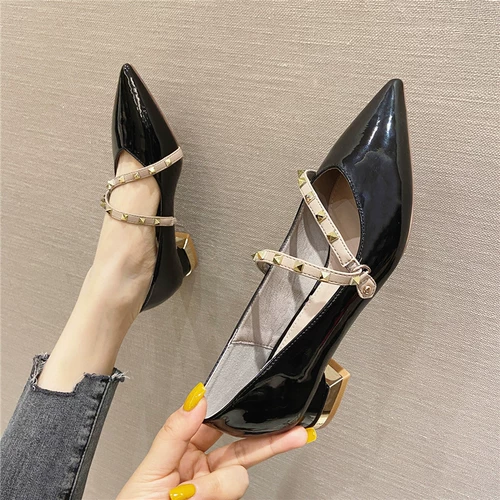 Обувь на высоком каблуке, комфортные туфли с заостренным носом, универсальный шнурок-держатель, коллекция 2021