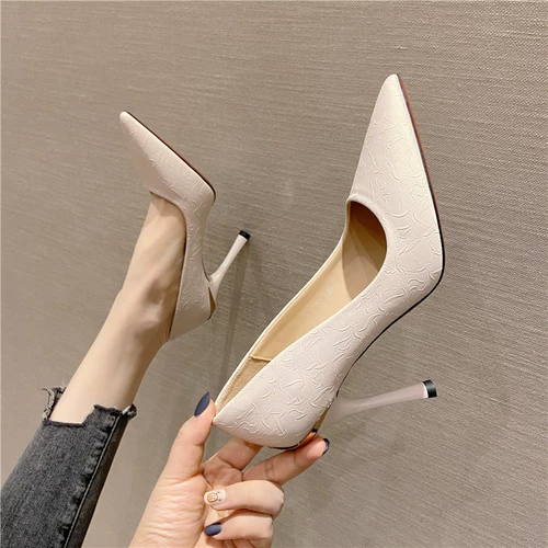 Осенняя обувь на высоком каблуке, черная униформа медсестры с заостренным носом, туфли, 2021 года