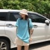 Park Justice 2019 mùa hè mới phiên bản tiếng Hàn của chữ tiếng Anh cổ tròn áo thun cotton rộng rãi nữ dễ thương - Áo phông