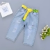 Người đàn ông nhỏ của trẻ em ngắn- tay quần jean thiết lập 2018 mùa hè mới thời trang thủy triều trẻ em cắt quần Quần jean