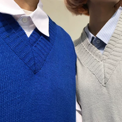 Hàn Quốc phòng thu Hàn Quốc cổ điển màu sắc hoang dã đan áo len áo gi lê 18ss người đàn ông và phụ nữ mô hình áo khoác len nam trung niên Dệt kim Vest