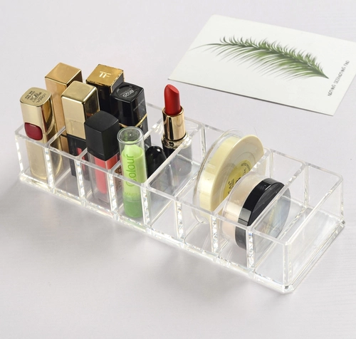 Прозрачная акриловая большая пудра, коробка для хранения, помада, база под макияж, румяна, стенд, 8 ячеек
