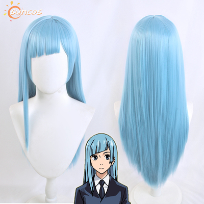 taobao agent Suncos spell back to war three rounds of Xiaxia COS pseudo -long scalp water blue and face fake hair smooth long hair