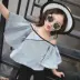 Dai En Cô Gái Áo Sơ Mi 2018 Mới Trẻ Em Hàn Quốc của Mùa Xuân và Mùa Hè Quần Áo Một Vai Top Công Chúa Dài Tay Áo Off-Shoulder quần áo