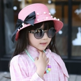 Весенняя летняя модная солнцезащитная шляпа, детская милая пляжная шапка из жемчуга, семейный стиль, защита от солнца