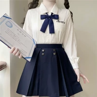 Оригинальная рубашка, форма для школьников, комплект, длинный рукав, плиссированная юбка